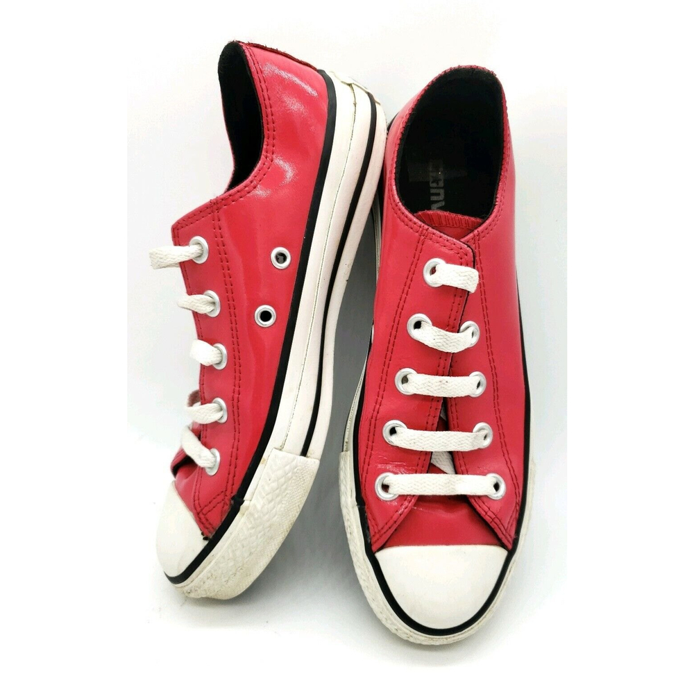 Converse Womens Hot Pink Patent Leather Sneakers Size 6 All Star Low Top 10409